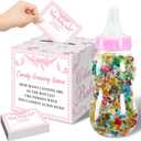 Glenmal 52 Pcs Baby Shower Games Gift Sets Large Baby Bottle for Shower Game Guess How Many Candies Decorations for Gender Reveal (Pink Bow)