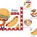 Adirasenotek BBQ Party Decorations BBQ Plates Napkins Cups,Disposable Paper Picnic supplies for Birthday, Baby Shower, Wedding, Barbecue Burgers and Grilled Meat Pattern, All Seasons