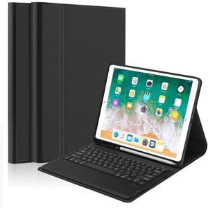Keyboard Case for iPad Pro 12.9-inch 2017/2015 (Old Model, 2nd & 1st Generation, Ultra-Thin PU Leather Case with Wireless Detachable Keyboard - with Pencil Holder, Black