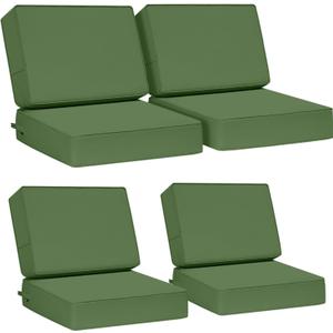 AAAAAcessories Outdoor Deep Seat Cushions, Foam Pillow, Waterproof, Fade-Resistant Patio Furniture Replacement Cushions, 24" x 24" x 5", Set of 4, Dark Moss Green (24x24-19'' Mid Back-4 Count)