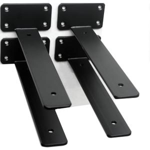 4 Pack - 9 Inch Black Hidden L Shelf Bracket (1/5 Inch Thicked) Iron Floating Shelf Brackets Rustic Industrial Metal Brackets for Shelf Support