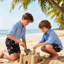 westwolf Boys Swim Trunks with Compression Liner Kids Bathing Suit 6-18 Years Swimwear (Black)