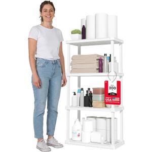 IRIS USA Plastic Storage Shelves |Made in USA| 48"H x 24"W x 12"D - White