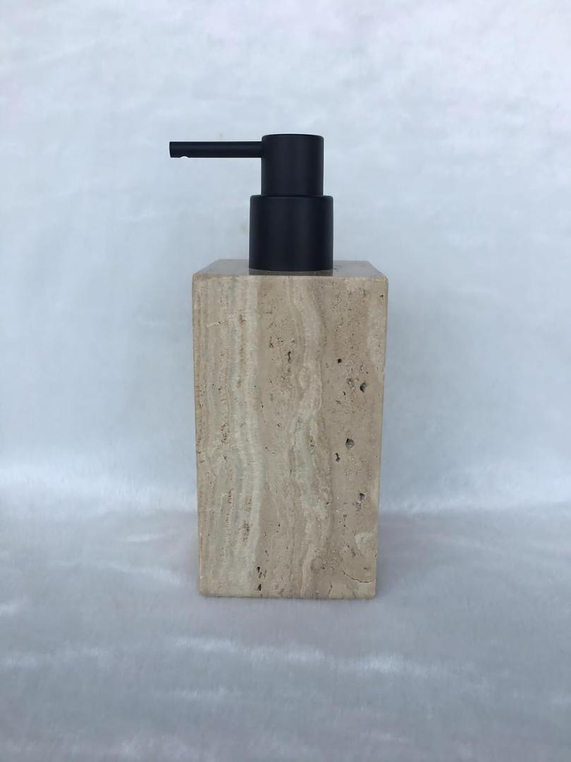 Marble Soap Dispenser Italian Imported Real Stone Hand Liquid Pump Bottle for Bathroom Countertop for Refillable Shampoo Laundry Dish Soap Lotion Dispenser White