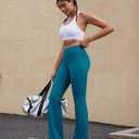 RUNNING GIRL Womens Ribbed V Crossover High Waist Yoga Pants Flare Leggings for Women with Side Pockets (S)