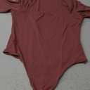 QINSEN Women's Sexy Square Neck Bodysuit Long Sleeve Double Lined Shirt Tops (Large, Merlot)