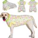 LovinPet Dog Recovery Suit - Medium Large - Professional Large Dog Recovery Suit Abdominal Wound Surgical Clothes Post-Operative Vest E-Collar Alternative Recovery,Hippo,Yellow,L