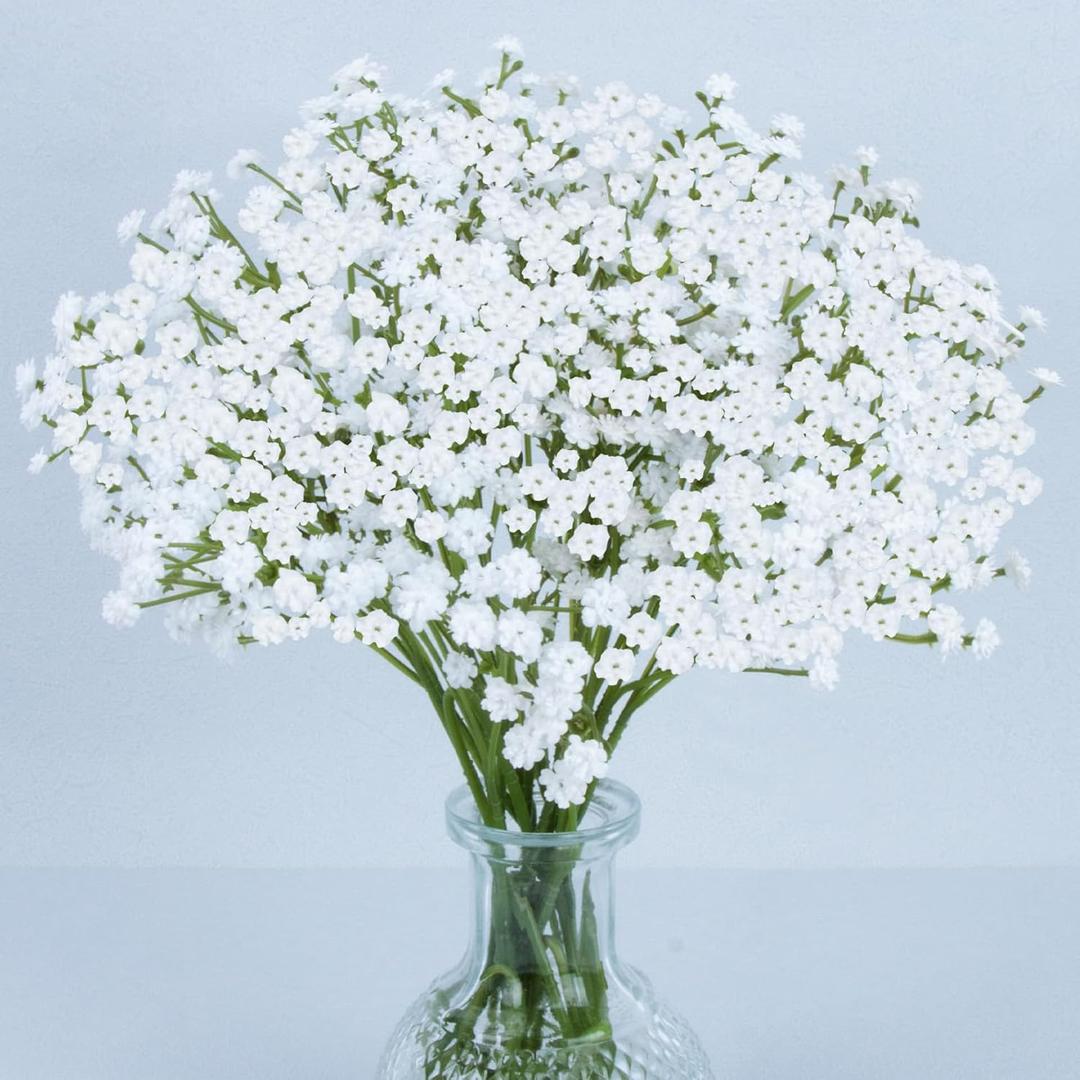 MAQIAHN 6 Baby Breath Artificial Flowers - Babies Breath Flowers Artificial Bulk Faux Flowers Bouquet White Flores Greenery Real Touch Fake Flowers Arrangements Wedding Centerpieces Tables Decorations