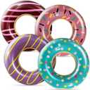 4E's Novelty Pack of 8 Mini Inflatable Donuts for Party Decorations, 15 Inch Blow-up Donut Inflatables for Birthday Party Supplies