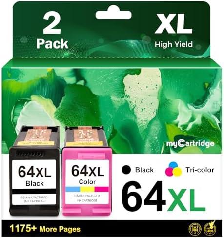 myCartridge 64XL Black and Color Ink Cartridges Combo Pack Remanufactured Replacement for HP Ink 67 67XL Ink for Envy Photo 7855 7900 7155 7858 7100 7120 7800 6252 6255 Tango Printer Ink 67 (2-Pack)