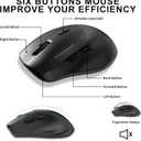 Wireless Keyboard and Mouse Combo with Wrist Rest, 2.4G Full-Sized Keyboard and Mouse Cordless, 3 DPI Adjustable Silent Mouse, Dual-System Keyboard for Computer/Laptop/Windows/Mac (Black)