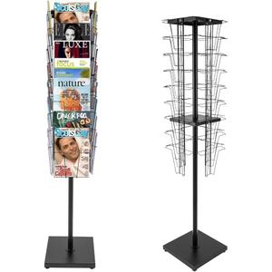 36 Pockets-360 Rotating Magazine Rack, Floor Standing Pamphlet Literature Organizer, Comic Book Brochure Display Stand, for Retail Store, Office, Trade Show Exhibition