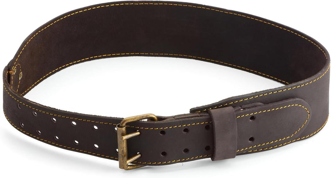 OX 3 INCH LEATHER TOOL BELT FOR TOOL POUCH BAGS - SMALL/MEDIUM | SMALL/MEDIUM 3" WIDE LEATHER BELT FOR TOOL POUCHES - ADJUSTABLE FIT WITH PERIMETER STITCHING AND RIVETS FOR CONSTRUCTION WORK.