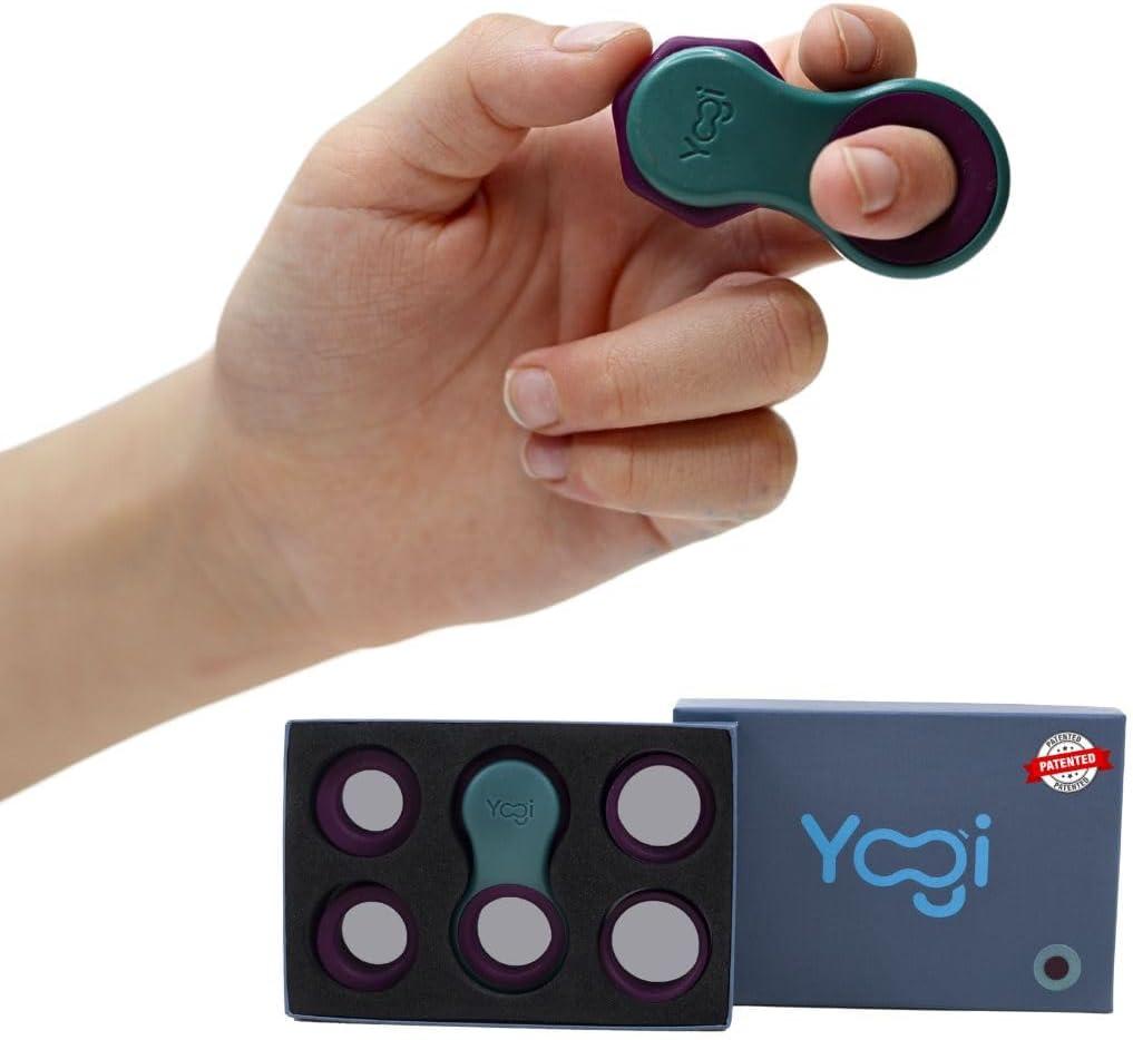 Yogi Fidget Toy, Patented Fidget Spinners for Kids, Teens and Adults, School Fidget Toys for Kids 8-12, Spinning Toys for Autism, Anxiety, ADHD Toy, Five Ring Sizes, Easy to Use Sensory - Aurora (Turquoise-purple)