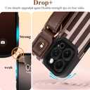 LSL for iPhone 16 Pro Case with Wrist Strap Kickstand, Cute Stripes Vertical Lines Pattern, Camera Protection Slim Soft TPU Shockproof Anti-Scratch Protective Case for Women Girls, Brown