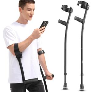 Ergonomic Forearm Crutches, Foldable and Height Adjustable Elbow Crutches with Magnetic Handles for Wall Support, Anti-Slip Base, Walking Aid for Adults