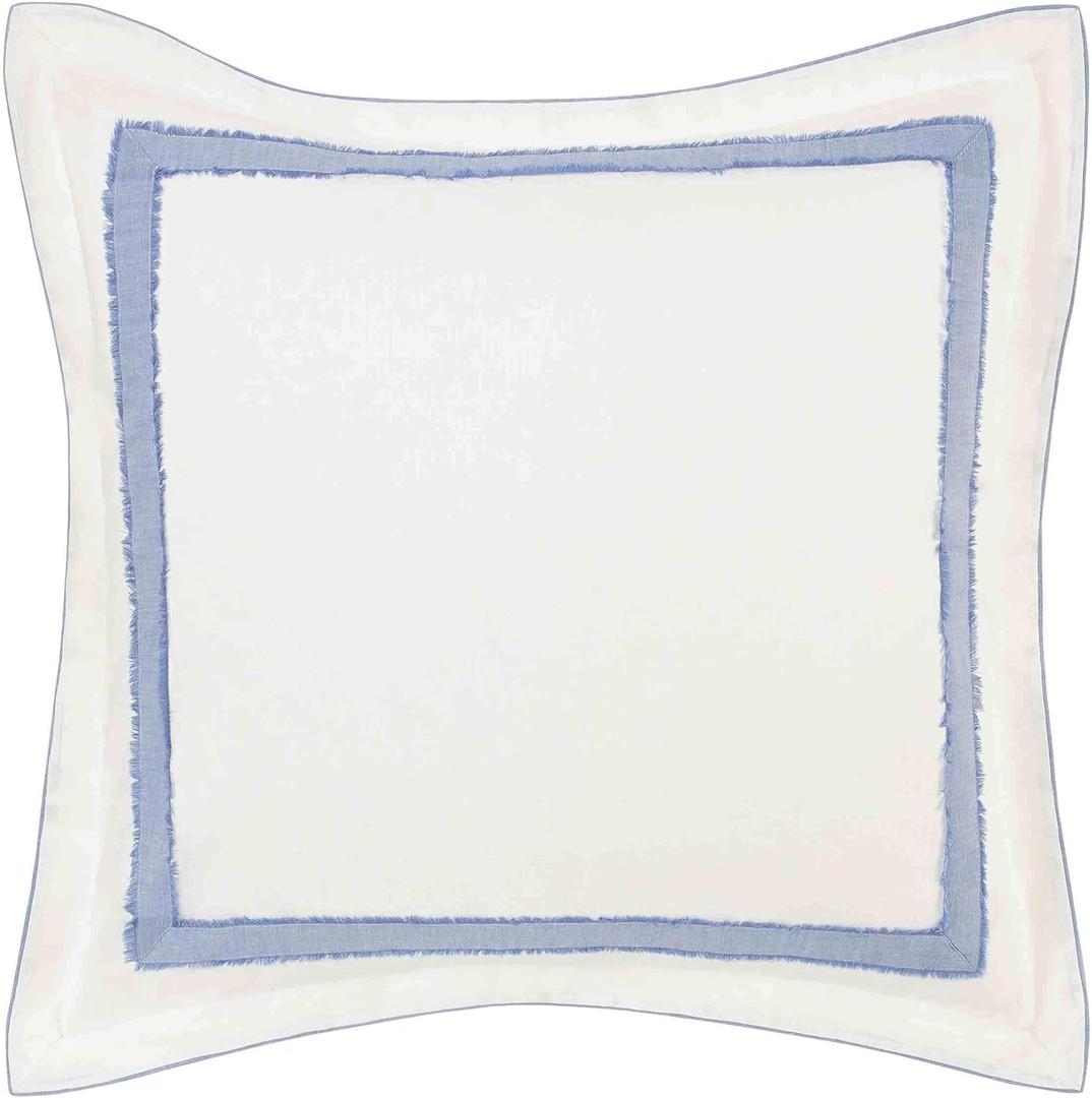 Laura Ashley - Euro Sham, 100% Cotton with Contrast Border, Throw Pillow Cover for Bed or Couch, Oeko-Tex Certified (Mila Blue, 26" x 26")