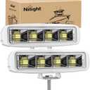 Nilight Marine LED Pods Navigation Lights 2PCS 72W White Flood Beam Ponton Boat Deck Dock Lighting for Night Fishing T-top Stern Yacht Kayak Port Sailboat Trucks Tractors