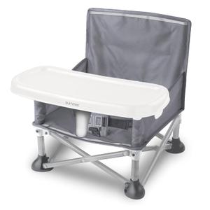 Summer by Bright Starts Pop 'N Sit Portable Booster Chair, Floor Seat, Indoor/Outdoor Use, Compact Fold, Grey, 6 Mos - 3 Yrs (Gray 1)