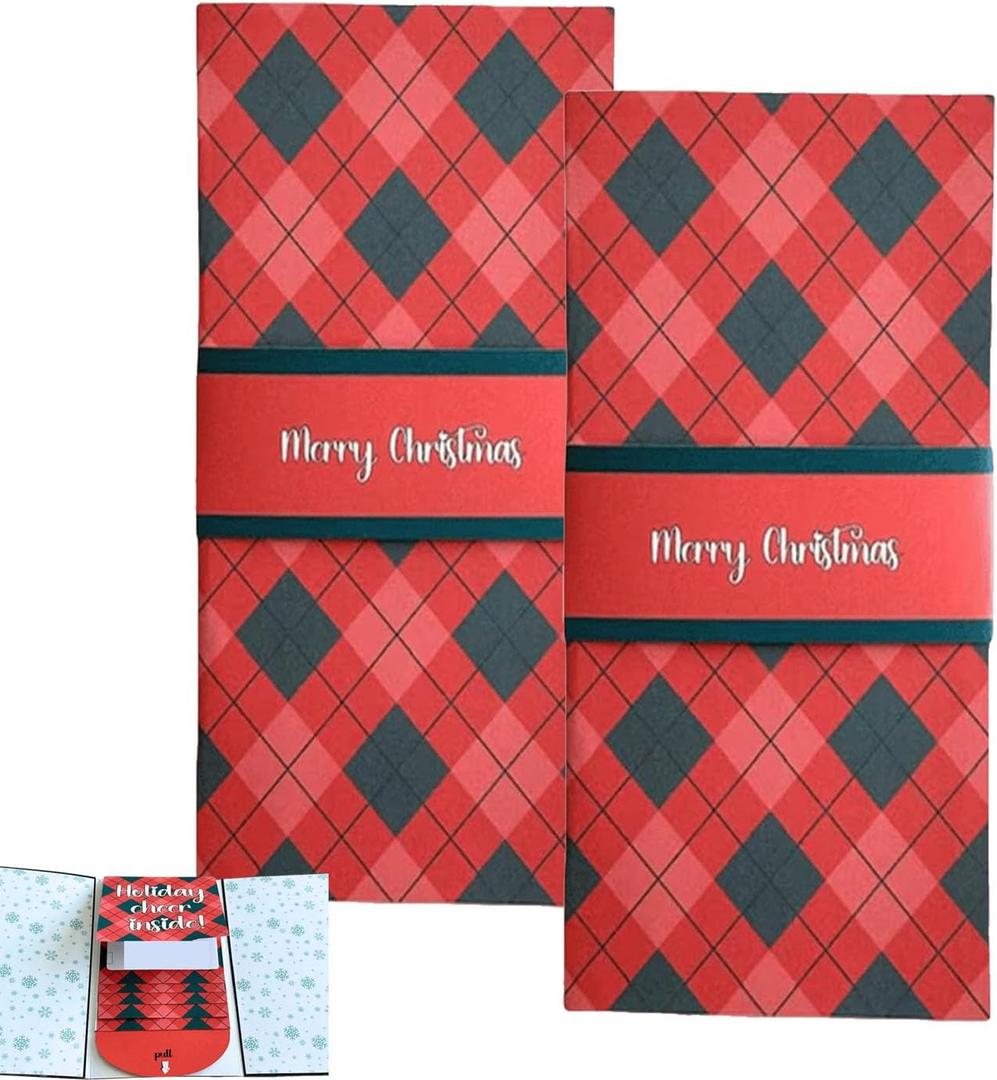 Handmade Christmas Gift Card Booklet, Christmas Money Holder Envelope Booklet for Cash, ChristmasGifts Card Book, DIY Holiday Money Envelopes (2PC)