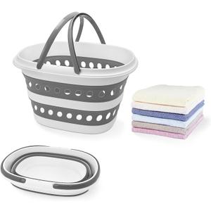 Compact Collapsible Laundry Basket, Small Size Pop-Up Hamper Perfect for Bedroom Side,Bathroom,Travel, Not for Large Families, Foldable with Handle, Measures 16 x 12.5 x 9.5 In, (Gray)