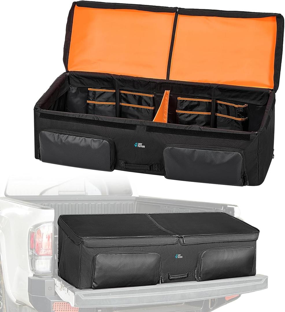 JOYTUTUS Truck Bed Cargo Box Organizer for Pickup, Truck Bed Cargo Bag, Storage Organizer Carrier Accessories for Groceries, Golf, Easily Slide in and Out, Easy Access, 55.71" L x 22.44" W x 16.54" H