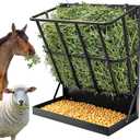 2 in 1 Wall Mount Hay and Grain Feeder, 25 Gallons Livestock Feeder