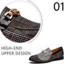 JITAI Mens Leather Shoes Pattern Printing Men's Dress Loafer Shoes Slip-on Casual Loafer Smoking Slipper, size 10,5