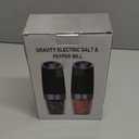 Gravity Electric Salt and Pepper Grinder set of 2, Automatic Salt And Pepper Grinder Set, Adjustable Roughness, Battery Powered, LED Light, 2 Pack, (Black)