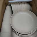 Teivio 32-Piece Kitchen Plastic Wheat Straw Dinnerware Set, Service for 8, Dinner Plates, Dessert Plate, Cereal Bowls, Cups, Unbreakable Plastic Outdoor Camping Dishes, Beige