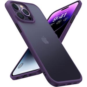 TORRAS Shockproof Designed for iPhone 14 Pro Case, [Military-Grade Drop Tested] Translucent Matte Hard Back with Silicone Slim Protective Anti-Fingerprint Anti-Scratch Phone Case Guardian 2022, Purple