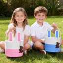 Easter Basket Empty 2 PCS Bunny Woven Rope Easter Baskets for Kids Easter Hunt Baskets with Handle Bags Easter Gifts for Kids Toddlers Girls Boys Teens Set of 2 Blue and Pink