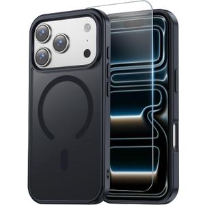 Temdan for iPhone 17 Pro Max Case with Screen Protector, Compatible with Magsafe, Anti-Yellowing, Military-Grade Protection, Shockproof Slim Magnetic Phone Case Cover, Black