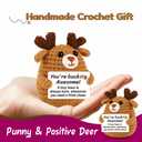 2 x Funny Fathers Day Dad Gifts from Daughter Son Wife - Handmade Crochet Mini Deer Desk Decor, Sentimental Father's Day Birthday Presents for Father Daddy Step New Dads - I Love You Gift for Dads