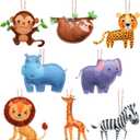 8 Pieces Christmas Decorations Set Felt Animal Ornament Giraffe Lion Pig Cow Christmas Ornament Hippo Duck Decorative Hanging Ornaments for Tree Home Party Decorations (Jungle Animal)
