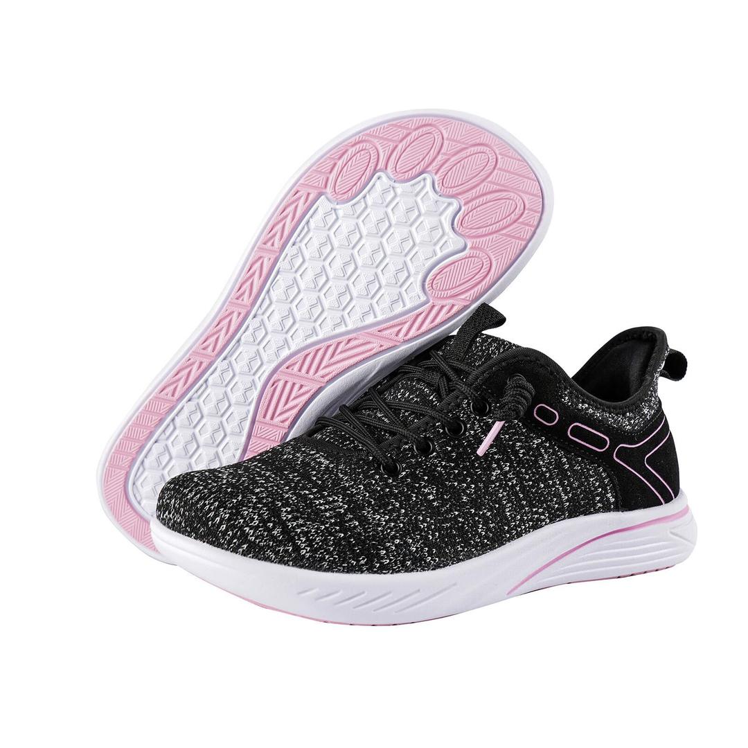 Pairduck Slip-On Wide Width Women's Walking Shoes for Daily Strolls (Black)