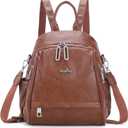 Angel Kiss Small Backpack Purse for Women,Soft Vegan Leather Roomy Backpacks,Designer Ladies Shoulder Backpack Fashion Handbag with Removable Strap,Brown