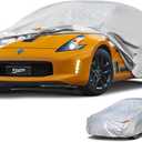 Kayme 6 Layers Car Cover Waterproof All Weather for Automobiles, Outdoor Full Cover Rain Sun UV Protection, Universal Fit for Nissan Versa/350Z/370Z, Porsche 718 Cayman, Dodge Viper (Up to 177 inch) (Aluminum-Silver)