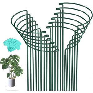 Joyhalo 12 Pack Peony Cages and Supports, 32 Inch Adjustable Plant Stakes for Outdoor Plants, Plant Support Stakes, Peony Cage with 15 Pcs Twist Ties, Flower Stakes Peonies Support Cages for Plants