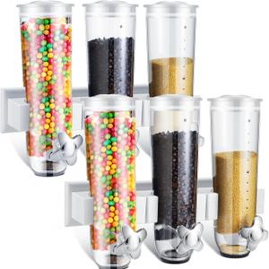Umigy 2 Pcs Candy Dispenser Wall Mounted, Triple Dry Cereal Grain Dispenser Machine Wall Mount, Food Storage Container for Pantry Snack with 3 Cup for Kitchen, 39 oz (White)
