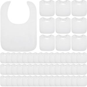 Toulite 30 Pcs White Bibs for Baby Washable Reusable Waterproof Cotton Feeder Bibs with Double Sided Design for Baby Shower Activity and Gifts