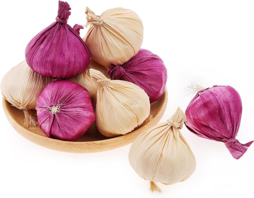 Folmywy Artificial Fake Garlic 10 Pcs White Purple Realistic Foam Vegetable Garlics Decoration Faux Simulation Vegetables Model for Bowls Filler Shop Display Home Kitchen Tabletop Decor