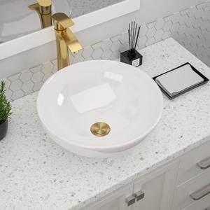 Dcolora 16 Inch Bowl Sinks for Bathrooms Round Vessel Sink Countertop White Ceramic Porcelain Bathroom Sink Bowl Above Counter Vanity Sink Basin, 16"x16" DC-V8896 (16"x16", Rounded)