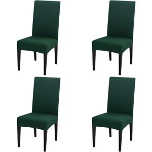 Dimatic 4 Pack Dining Chair Covers, Stretch Spandex Removable Washable Protector Chair Slipcovers for Dining Room Kitchen Hotel (Hunter Green)