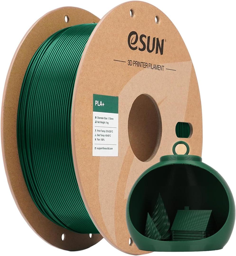 eSUN PLA+ Filament 1.75mm 1KG, 3D Printer Filament Dimensional Accuracy +/- 0.03mm, 1kg Cardboard Spool(2.2lbs) 3D Printing Filament, Fits for Most FDM 3D Printers(Pine Green)