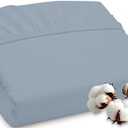 ROYALE LINENS 300 Thread Count 100% Long Staple Combed Cotton Fitted Sheet Queen - Super Soft Deep Pocket Bottom Sheet - Fitted Sheets Only - Elastic Sheets (Queen, Lake Blue)