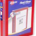 Avery Flexi-View 3 Ring Binder, 1 Inch Round Rings, 1 Red Binder (17606)