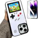Game Case for iPhone 15 Plus Retro Video Game Phone Case Playable Design, Shockproof Funny Gaming Cover for iPhone, Classic Creative Gamer Birthday Gifts, White