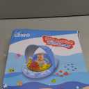 EZIGO Baby Pool Float With Canopy UPF50+ Sun Protection, Inflatable Kids Pool Floats With Ocean Animal Toys for Baby 6-36 Months, Infant Swimming Float With Adjustable Safety Seat For Boys Girls (blue)