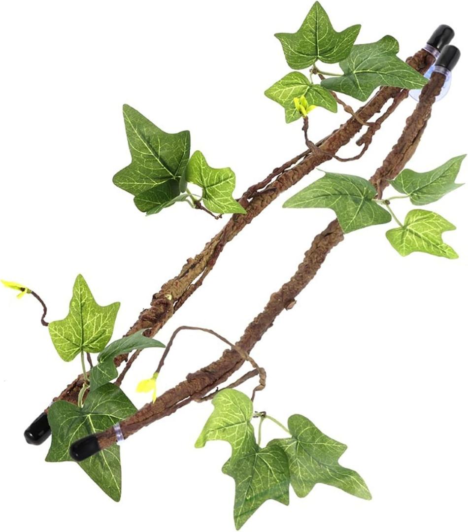 Reptile Branch, 2PCS 17 Inch Realistic Reptile Vines, Fake Terrarium Branches for Reptiles, Tank Accessories for Snake Lizard Bearded,Dragons Gecko Climbing, Terrarium Plants